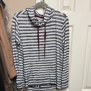 Market & Spruce Striped Hoodie - Navy and White